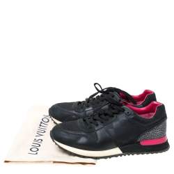 مملوكة مسبقًا Louis Vuitton Black Damier Infini Leather, Suede And Mesh Run Away Sneakers Size 39