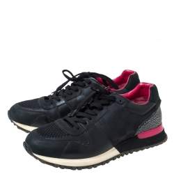 مملوكة مسبقًا Louis Vuitton Black Damier Infini Leather, Suede And Mesh Run Away Sneakers Size 39