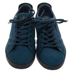 Louis Vuitton Blue/Black Suede and Leather Low Top Sneakers Size 40