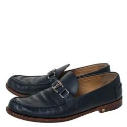 Pre Owned Louis Vuitton Blue Leather Major Loafers Size 44.5
