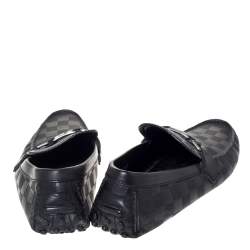 Pre Owned Louis Vuitton Black Damier Embossed Leather Hockenheim Loafer Size 42