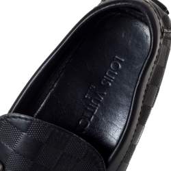 Pre Owned Louis Vuitton Black Damier Embossed Leather Hockenheim Loafer Size 42
