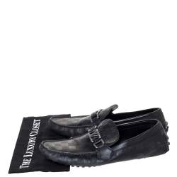 Pre Owned Louis Vuitton Black Damier Embossed Leather Hockenheim Loafer Size 42