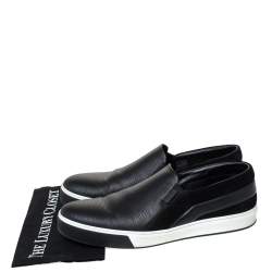 Pre Owned Louis Vuitton Black Epi Leather and Suede Twister Slip-on Sneakers Size 43.5