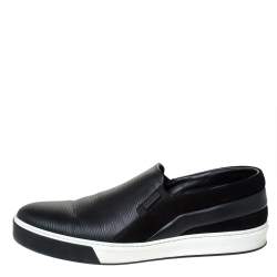 Pre Owned Louis Vuitton Black Epi Leather and Suede Twister Slip-on Sneakers Size 43.5