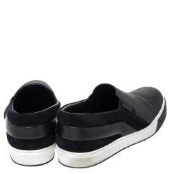 Pre Owned Louis Vuitton Black Epi Leather and Suede Twister Slip-on Sneakers Size 43.5