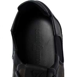 Pre Owned حذاء رياضي لوي فيتون "سلالوم" بطراز منخفض من أعلى جلد أسود و كانفاس مونوغرامي بني مقاس 41