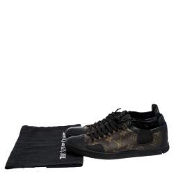 Pre Owned حذاء رياضي لوي فيتون "سلالوم" بطراز منخفض من أعلى جلد أسود و كانفاس مونوغرامي بني مقاس 41