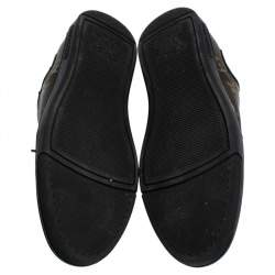 Pre Owned حذاء رياضي لوي فيتون "سلالوم" بطراز منخفض من أعلى جلد أسود و كانفاس مونوغرامي بني مقاس 41