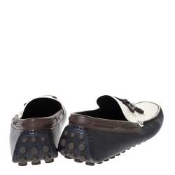 Pre Owned Louis Vuitton Tricolor Leather Bow Loafers Size 42