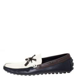 Pre Owned Louis Vuitton Tricolor Leather Bow Loafers Size 42