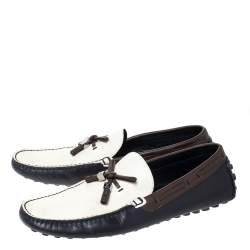 Pre Owned Louis Vuitton Tricolor Leather Bow Loafers Size 42