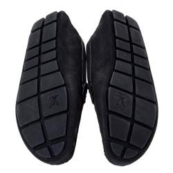 Louis Vuitton Black Suede Leather Slip On Loafers Size 44