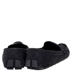 Louis Vuitton Black Suede Leather Slip On Loafers Size 44