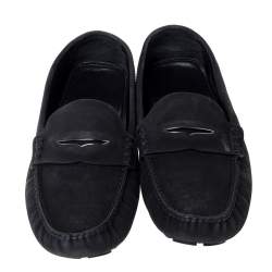 Louis Vuitton Black Suede Leather Slip On Loafers Size 44