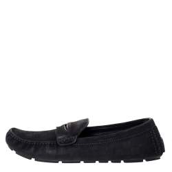 Louis Vuitton Black Suede Leather Slip On Loafers Size 44