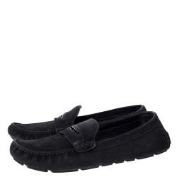 Louis Vuitton Black Suede Leather Slip On Loafers Size 44