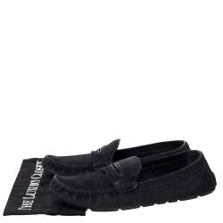 Louis Vuitton Black Suede Leather Slip On Loafers Size 44