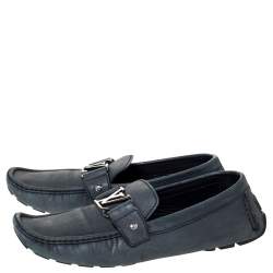 مملوكة مسبقًا حذاء لوفرز لوي فيتون "مونت كارلو" بطراز سليب أون جلد نوبوك رصاصي مقاس 43