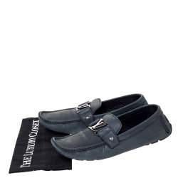 مملوكة مسبقًا حذاء لوفرز لوي فيتون "مونت كارلو" بطراز سليب أون جلد نوبوك رصاصي مقاس 43