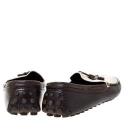 Pre Owned Louis Vuitton Tricolor Leather Bow Loafers Size 43.5