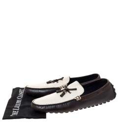 Pre Owned Louis Vuitton Tricolor Leather Bow Loafers Size 43.5