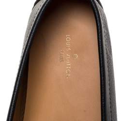 Pre Owned Louis Vuitton Black Leather Slip On Loafers Size 43