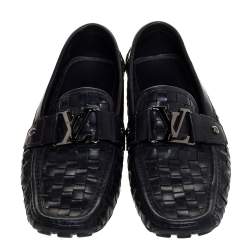 مملوكة مسبقًا Louis Vuitton Black Woven Leather Monte Carlo Loafers Size 41