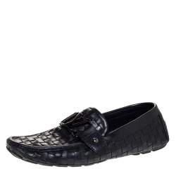 مملوكة مسبقًا Louis Vuitton Black Woven Leather Monte Carlo Loafers Size 41