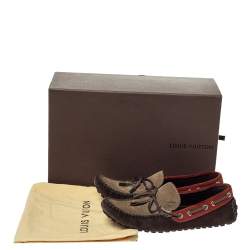 Pre Owned حذاء لوفرز لوي فيتون مزين بفيونكة سويدى ثلاثي اللون مقاس 41