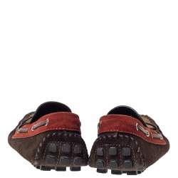 Pre Owned حذاء لوفرز لوي فيتون مزين بفيونكة سويدى ثلاثي اللون مقاس 41