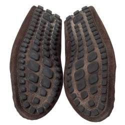 Pre Owned حذاء لوفرز لوي فيتون مزين بفيونكة سويدى ثلاثي اللون مقاس 41