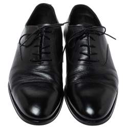 Pre Owned حذاء أكسفورد  لوي فيتون أربطة جلد أسود 42.5