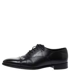 Pre Owned حذاء أكسفورد  لوي فيتون أربطة جلد أسود 42.5