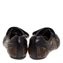 Louis Vuitton Brown/Black Leather And Monogram Canvas Globe Trotter Sneakers Size 40.5