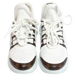 مملوكة مسبقًا Louis Vuitton White Fabric And Monogram Canvas Archlight Lace Up Sneakers Size 39