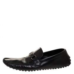 Pre Owned Louis Vuitton Black Leather Monte Carlo Slip On Loafers Size 43