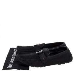 مملوكة مسبقًا Louis Vuitton Black Suede Monte Carlo Slip On Loafers Size 43.5