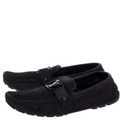 مملوكة مسبقًا Louis Vuitton Black Suede Monte Carlo Slip On Loafers Size 43.5