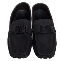 مملوكة مسبقًا Louis Vuitton Black Suede Monte Carlo Slip On Loafers Size 43.5