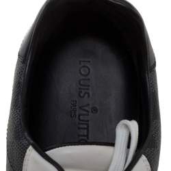 Pre Owned Louis Vuitton White Leather and Damier Graphite Canvas Low Top Sneakers Size 43