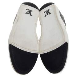 Pre Owned Louis Vuitton White Leather and Damier Graphite Canvas Low Top Sneakers Size 43