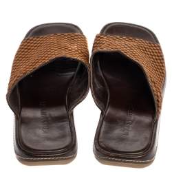 Pre Owned Louis Vuitton Brown/Beige Damier Pony Hair Slide Sandals Size 44