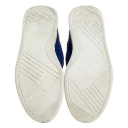 مملوكة مسبقًا حذاء رياضي لوي فيتون جلد نوبوك ودامييه برقبة عالية أزرق فاتح مقاس 41