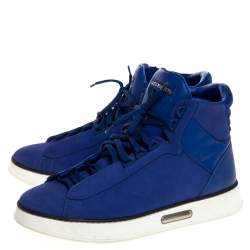 مملوكة مسبقًا حذاء رياضي لوي فيتون جلد نوبوك ودامييه برقبة عالية أزرق فاتح مقاس 41