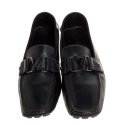 Pre Owned Louis Vuitton Black Leather Monte Carlo Loafers Size 43.5