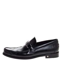 Pre Owned Louis Vuitton Black Leather Major Slip On Loafers Size 41.5 