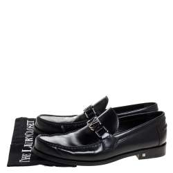 Pre Owned Louis Vuitton Black Leather Major Slip On Loafers Size 41.5 