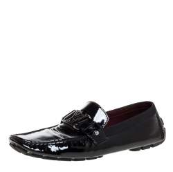 Louis Vuitton Black Patent Leather Monte Carlo Loafers Size 46