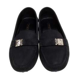 Pre Owned Louis Vuitton Black Suede Racetrack Loafers Size 39.5
